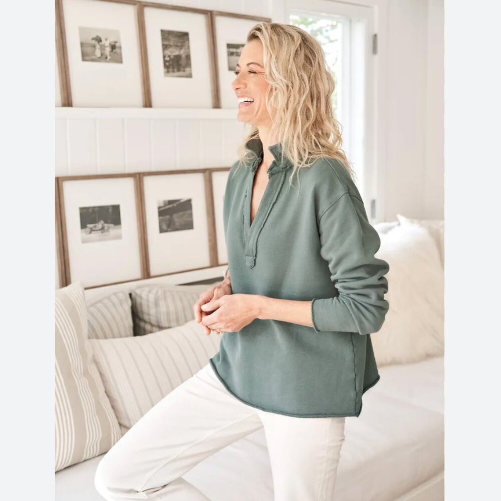 Frank & Eileen - Patrick Popover Henley Triple Fleece size: L Sage